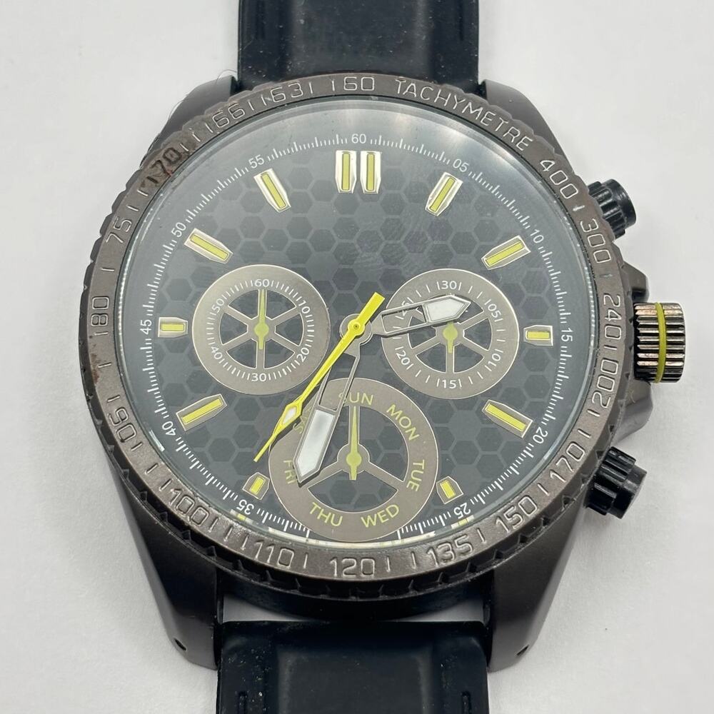 Retro Black & Yellow Men's Watch - Picture 3 of 5